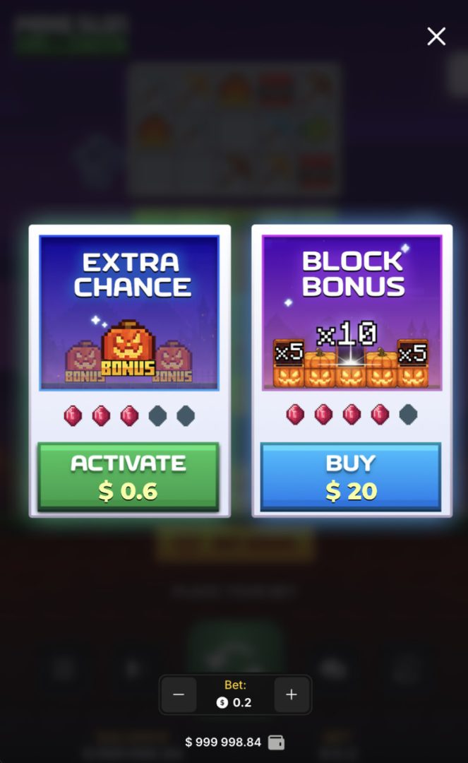 Mine Slot Halloween na mobile na výšku s oknom Extra Chance a Block Bonus