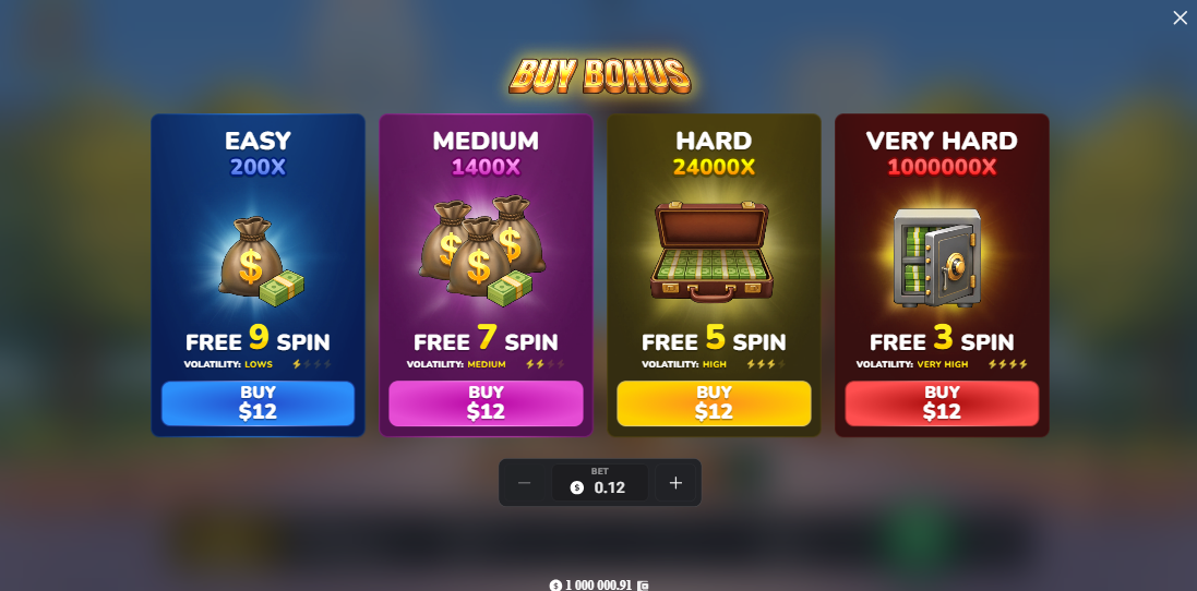 Bonus Buy v MegaBlock Empire so štyrmi možnosťami free spinov