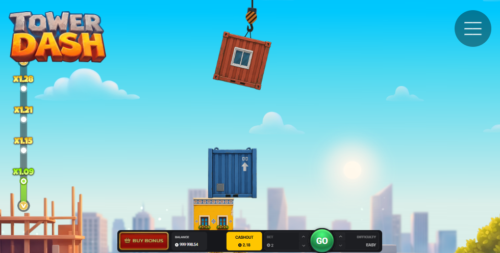 Tower Dash so žeriavom a kontajnerom nad vežou