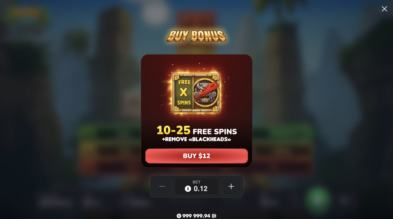 Okno Bonus Buy v hre Aztec Totem s ponukou 10 až 25 free spinov