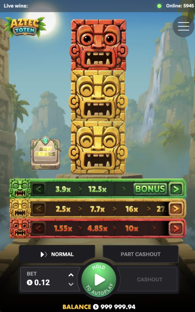 Aztec Totem vo zvislej verzii na mobilnom telefóne
